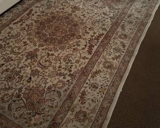 Beige and brown tone wool oriental rug 