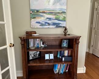 Bookcase, books, artwork