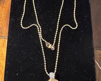 18k Gold and Orange Jade Necklace 