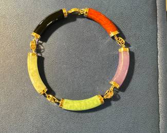Gold Mounted Jade Bracelet 