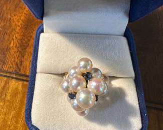 14k Gold, Pearl and Sapphire Ring 