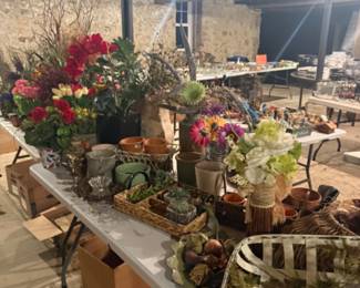 Selection of floral decorations and vases