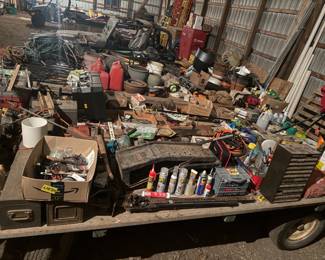 Two hay wagons Full of tools and garage related items