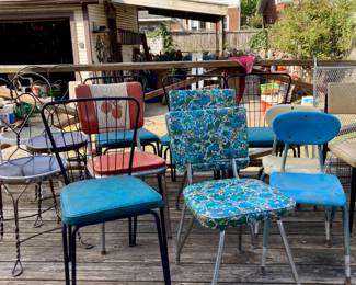 beautiful MCM kitchen chairs, original upholstery.