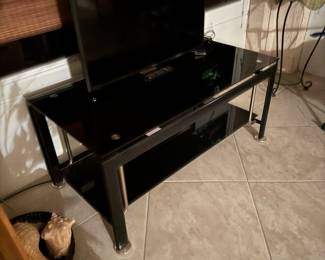 Black Smoked-Glass TV Console