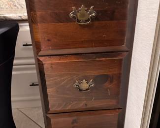 3 Drawer File Cabinet Solid Wood 