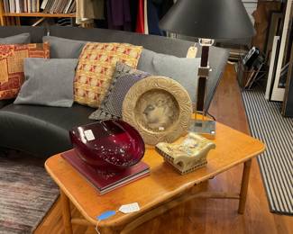 Curved leather and cloth sectional sofa $2400 + tax (depth=35” height of seat=14” height of back=30” length of each section=58”)