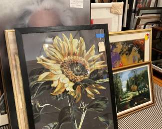 Oil pastel sunflower framed (43” x 33”) $320 + tax