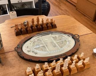 Hand carved bone chess pieces $96 + tax