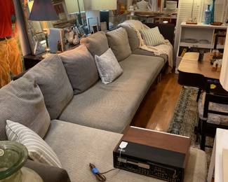 Charcoal gray and beige 3 pice sectional sofa (length=13’ height of seat=17” height of back=31” depth=64”) $1600 + tax