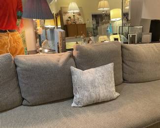 Charcoal gray and beige 3 pice sectional sofa (length=13’ height of seat=17” height of back=31” depth=64”) $1600 + tax