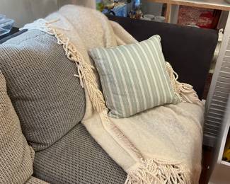 Charcoal gray and beige 3 pice sectional sofa (length=13’ height of seat=17” height of back=31” depth=64”) $1600 + tax