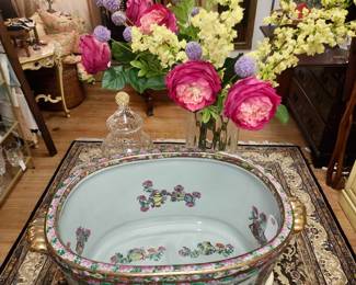 Extra Large Vintage Rose Famille Foot Bath/Planter