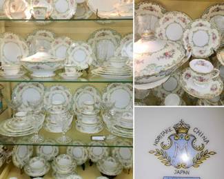 Eight 7-piece place settings (plus serving pieces, seven luncheon plates and seven demitasse sets) of vintage Noritake fine china in the Luxoria pattern
