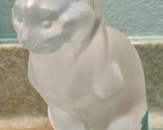 Vintage Lalique Crystal Cat Figurine