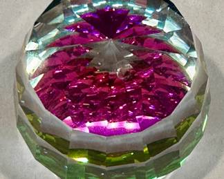 Vintage Swarovski Crystal Barrtel Vitrail Paperweight