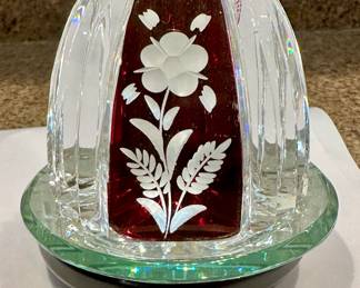 Vintage E&R Lead Crystal Ruby Red Paperweight