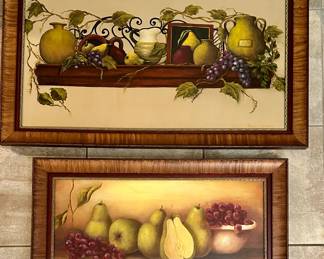 Fruit Paintings, signed by Peggy Lemons