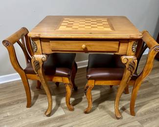 Powell Solid Wood Game Tables, Leather Chairs