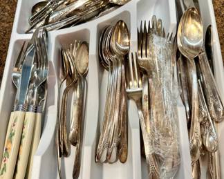Vintage silver-plated flatware, other flatware