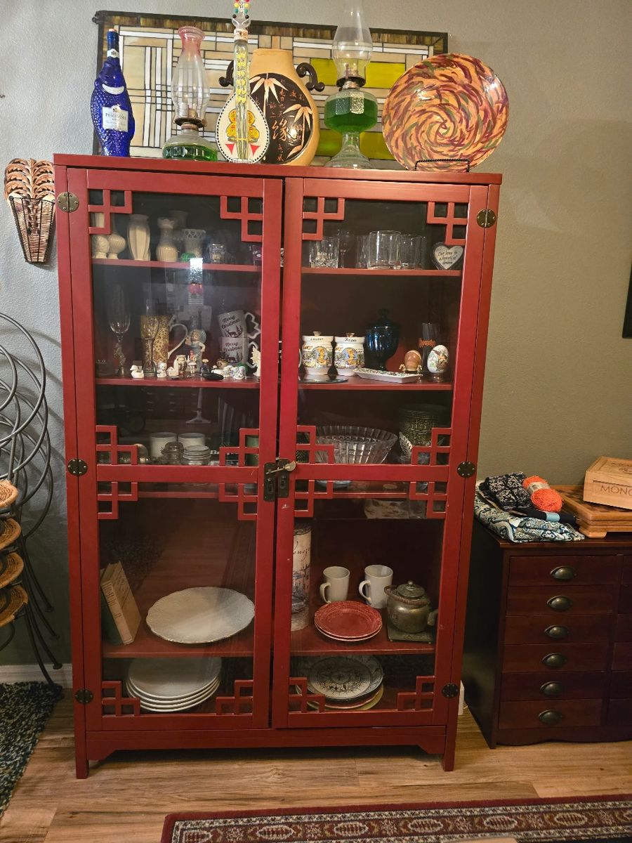 Red curio cabinet