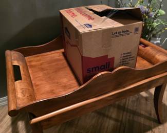 Vintage/handmade snack table with removable serving tray