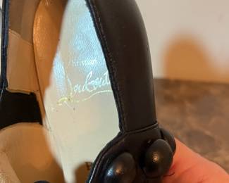 E80 - $120. Christian Louboutin. C'est Moi Black Leather Button Ankle Boots. SIZE 35.5.