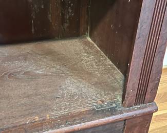 E49 - $75. Antique Cabinet. Measures 31.25" x 15.75" deep x 75.25" tall. Perfectly functional as a bookcase like it is in the photograph! It used to have a door (we do not have it)