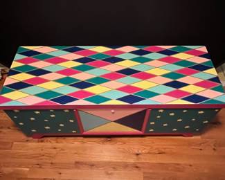 E32 - $75. Painted Lane Cedar Chest. Measures 47" wide x 17.5" deep x 19" tall.