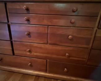 E27 - $225. Stanley Dresser with Mirror. Measures 66" x 18" x 33" tall. Mirror is 49" wide x 36" tall.