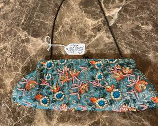 E79 - $45. Antique Hand Beaded Tapestry Silk Lined Clutch. Very good vintage condition. Measures 11" x 4.25"