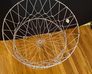E13 - $75. Vintage Wire Laundry Basket - White.