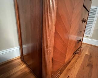 E31 - $175. Art Deco Waterfall Wardrobe. Measures 36" wide x 19" deep x 60.25" tall.