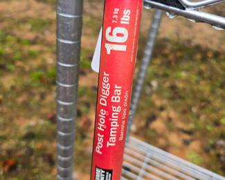 G3 - $20. 16lb Post Hole Digger / Tamping Bar