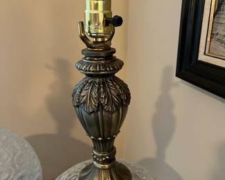E96 - $75 PAIR of Heavy Crystal Table Lamps. No shades. Measures 25" tall.