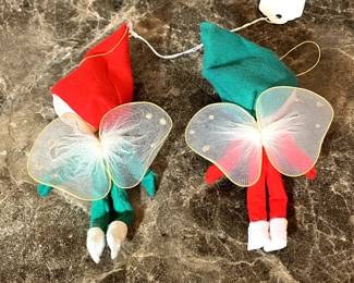 E122 - $40 PAIR Winged Pixie Ornaments.