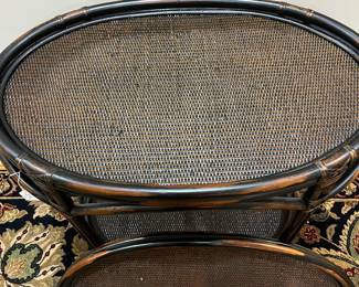 E37 - $60. 2 Piece Serving Tray Table. Top Lifts off to serve. Measures 32" x 20" wide x 34" tall.