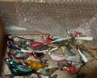 E9 - $115. 16 pieces. Antique & Vintage Blown Glass Birds. Made in Germany.