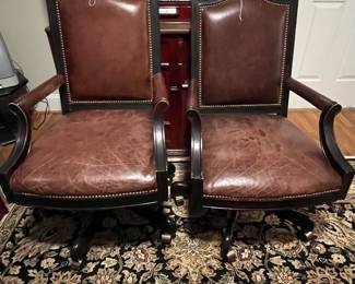 E108 - $60 each. Leather rolling office chairs. In very good used condition. Seats show the most wear. Very comfortable. Measures 23" wide with adjustable height.