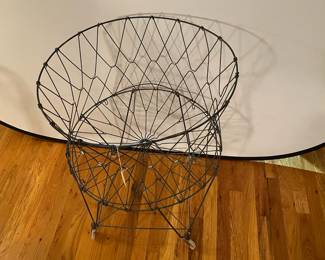 E14 - $75. Vintage Wire Laundry Basket - Black.
