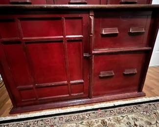 E26 - $1,750. Antique Step Back Cabinet. Measures 51" wide x 24.5" deep x 90" tall. I think that was from a store originally for displays / behind the counter merchandise. This is ONE piece and you and your helpers will be responsible for moving it out of the house.
