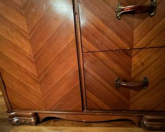 E31 - $175. Art Deco Waterfall Wardrobe. Measures 36" wide x 19" deep x 60.25" tall.