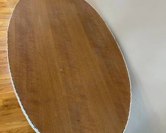 E1 - $125. Oval Wicker Wooden Top Dresser. Measures 48" x 24.5" x 30.5" tall.