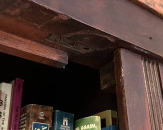 E49 - $75. Antique Cabinet. Measures 31.25" x 15.75" deep x 75.25" tall. Perfectly functional as a bookcase like it is in the photograph! It used to have a door (we do not have it)