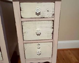 E29 - $100 PAIR of matching nightstands. Each measures 14" wide x 18" deep x 30" tall. Drawers slide easily.