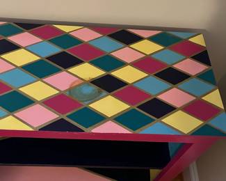 E34 - $75. Painted Bookcase. Measures 36" wide x 12" deep x 30" tall.