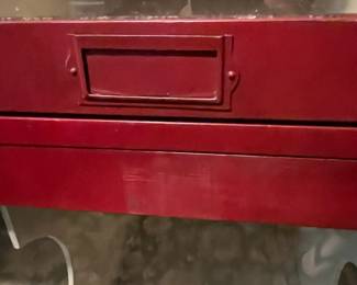 E25 - $650. Antique Cabinet. One Piece. Barrister Style Glass Doors that pull down to protect merchandise. I believe this was also from an old store. Measures 38.25" wide x 26.5" deep x 49" tall.