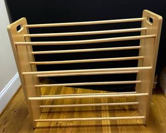 E69 - $30. Toy Sorter with Plastic Baskets. Measures 33.75" x 11.5" deep x 31" tall.