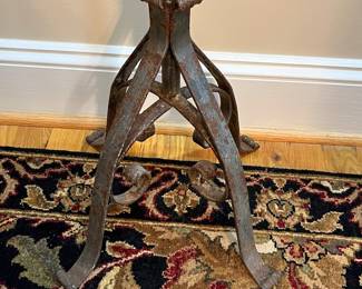 E113 - $200 PAIR of tall iron Candelabras. Adjustable Height. Measures 22.75" wide x 56" tall.