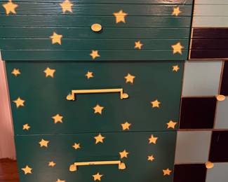 E35 - $95. Painted Dresser. Measures 50" wide x 18" deep x 32" tall.